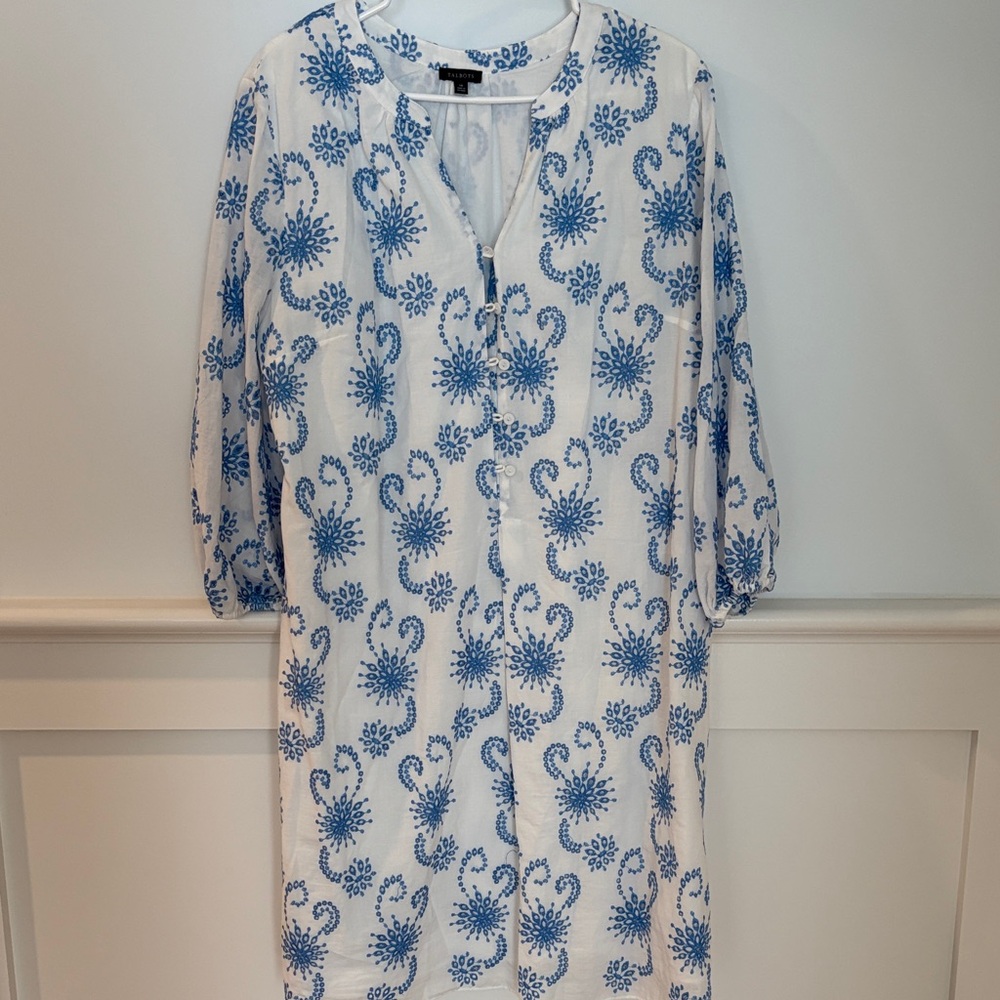 TALBOTS DANCING EYELET PUFF SLEEVE DRESS XL